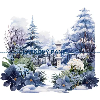 Látkový panel - Zimní krajinka - ZIM-62 Velikost: 30x30cm, Materiál: Teplákovina nepočesaná