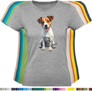 Dámské tričko damske-levne-bavlnene-tricko-digitalni-potisk-pes-jack-russell Barva: Grey melange - šedá směs, velikost: XS