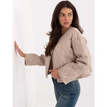 Dámská bunda Bežová dámská bunda s broží RUE PARIS