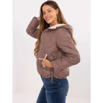 Hnědá prošívaná bunda s kapucí