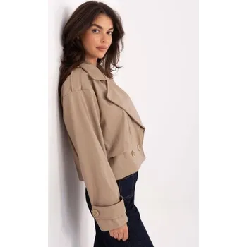 Dámský kabát Bežový krátký kabát střihu trenčkotu RUE PARIS