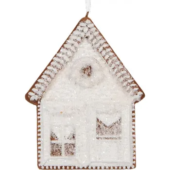 Vánoční ozdoba Závěsná vánoční ozdoba perníkový domeček s třpytivou polevou Bevroren VII – 8x1x10 cm
