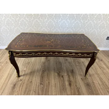 Jídelní stůl Starožitný obdélníkový stůl s jemně vlněnou deskou