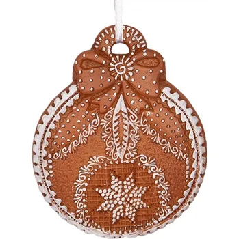 Vánoční ozdoba Hnědá vánoční ozdoba ve stylu perníčku Met Glazuur II – 8x2x10 cm