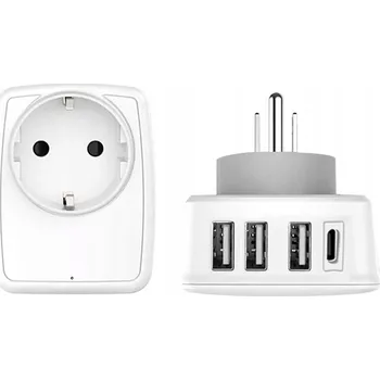 Cestovní adaptér 5 v 1 - 1 zásuvka AC, 3 USB-A, 1 USB-C, Typ B (US)