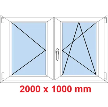 Okno Soft Dvoukřídlé plastové okno 200x100 cm, O+OS