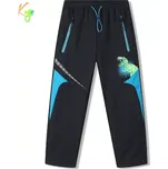 Chlapecké softshellové kalhoty zateplené Kugo HK9783 černé / modré doplňky