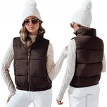 Dámská prošívaná vesta / vesta hnědá krátká TY4970 - XL