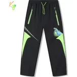 Chlapecké softshellové kalhoty zateplené Kugo HK9783 černé / zelené doplňky