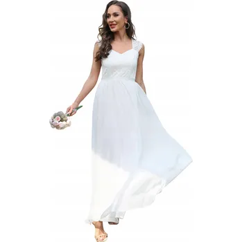 Dámské šaty DRESSTELLS Elegantní Šaty s Květinovou Krajkou Bílé XL