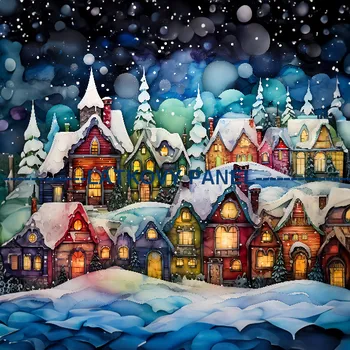 Látkový panel - Zimní městečko - ZIM-36 Velikost: 30x30cm, Materiál: Bavlna