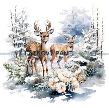 Látkový panel - Zimní krajinka - ZIM-51 Velikost: 30x30cm, Materiál: Bavlna