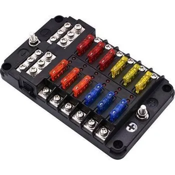 Autopojistky Pojistková skříňka 12 obvodů + zemnění