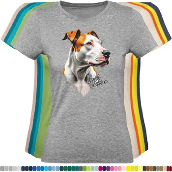 Dámské tričko damske-levne-bavlnene-tricko-digitalni-potisk-pes-bullterrier Barva: Grey melange - šedá směs, velikost: XL