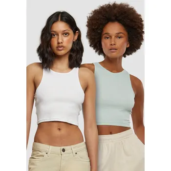 Dámský Cropped Rib Top - 2 Pack mint+bílé Urban Classics šedá 2678487