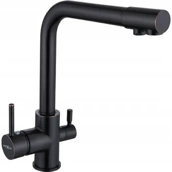 Vodovodní baterie BATERIA KUCHENNA TRÓJDROŻNA CZARNA KRAN PRO FILTR VODY PERLÁTOR