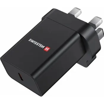 Datový kabel Swissten síťový adaptér pd 25w pro iphone a samsung pro uk zásuvku černý