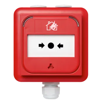 Bezpečnostní detektor UTC Fire & Security DM3110R-IP Tlačítkový požární hlásič řady 3000 s izolátorem, červený, IP67, povrchová montáž, plasto