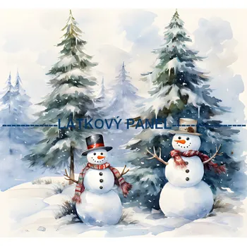 Látkový panel - Sněhuláci - ZIM-17 Velikost: 30x30cm, Materiál: Bavlna
