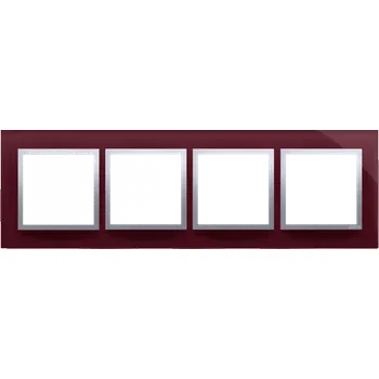 Elektrická zásuvka Rámeček 4 násobný, skleněný, Simon 54 Nature, švestková / stříbrná metalizovaná