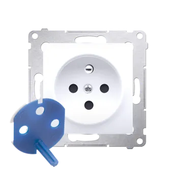 Elektrická zásuvka Zásuvka 1 násobná DATA s klíčem (přístroj s krytem), s uzemněním, šroubové svorky, Simon 54, barva bílá