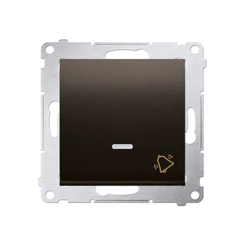 Elektrická zásuvka Ovladač zapínací "zvonek" (přístroj s krytem), s orientačním LED podsvětlením, řazení 1/0So, Simon 54, barva hnědá metalizovaná