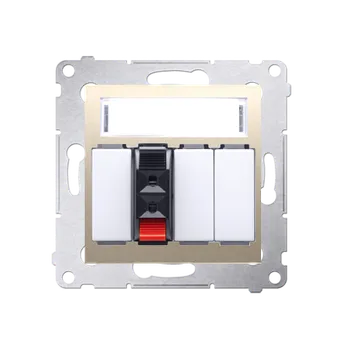 Elektrická zásuvka Zásuvka reproduktorová 1 násobná s popisným polem (přístroj s krytem), Simon 54, barva zlatá metalizovaná