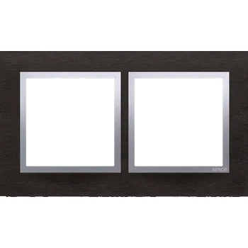 Elektrická zásuvka Rámeček 2 násobný, kovový, Simon 54 Nature, tmavý nerez / stříbrná metalizovaná