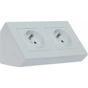 Elektrická zásuvka Rohová zásuvka 2x 250V ve světle šedé matné barvě, bez kabelu