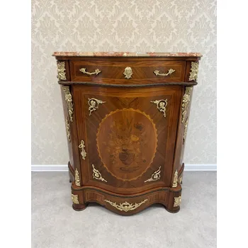 Komoda Starožitná luxusní intarzovaná komoda s mramorovou deskou