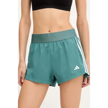 Dámské kraťasy Tréninkové šortky adidas Performance HYGLM dámské, zelená barva, s potiskem, high waist, JX7388 67X, vel. XL