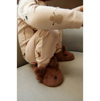 Chlapecké bačkory Dětské papuče Liewood Aviaja Reindeer Slippers LW19884 hnědá 89X, EUR 24/25