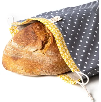 Sáček na potraviny CHLEBOVKA - PYTLÍK NA CHLEBA ŠEDÝ S BÍLÝM PUNTÍKEM BAGYDESIGN BAGYDESIGN