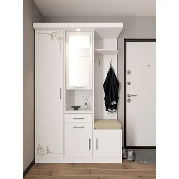 Předsíňová stěna Předsíňová stěna ELORA typ 1, šíře 130 cm, matná bílá, designový vzor