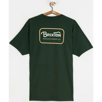Pánské tričko Brixton Grade Std (forest green/stone/washed copp) XL, zelená