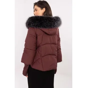 Bordová zimní bunda s odnímatelnou kožešinou