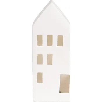 Svícen Porcelánová dekorace bílý domeček s LED světýlkem Lana – 7x6x16 cm