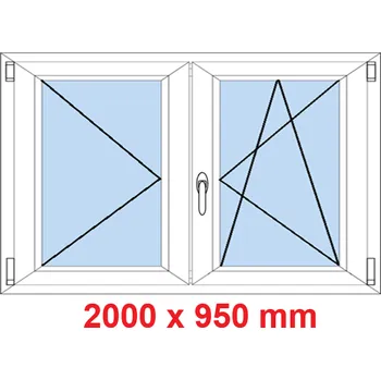 Okno Soft Dvoukřídlé plastové okno 200x95 cm, O+OS