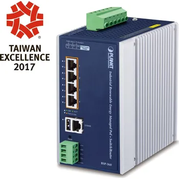 Switch PLANET Technology Planet BSP-360 v3 průmyslový solární switch/router, 5x1Gb, 4x PoE+ 802.3at 120W, baterie, 24-45VDC, -10~60°C, IP30