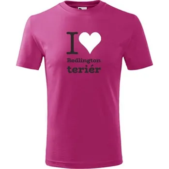 Chlapecké tričko Purpurové dětské tričko I love Bedlington teriér - dárek pro malého pejskaře / pejskařku - barva purpurová - velikost 8let