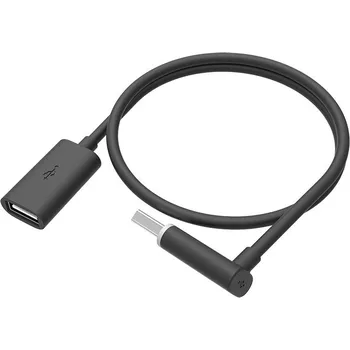 Datový kabel HTC prodlužovací kabel USB 2.0 zástrčka A - zásuvka A černý 45cm zahnutý konektor pro pohodlné připojení