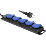 Dílenský prodlužovací kabel IP44 odolný proti stříkající vodě, 5 zásuvek 230V, gumový kabel 5m