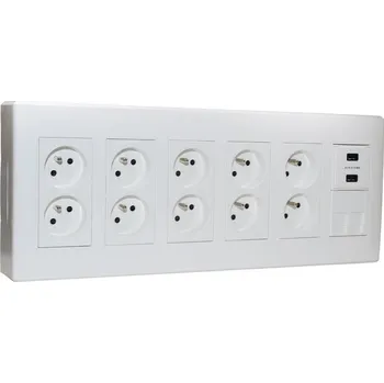 Elektrická zásuvka Nástěnný box S500, 10x zásuvka 250V, 2x USB nabíječka, 2x RJ45 cat.6, barva bílá