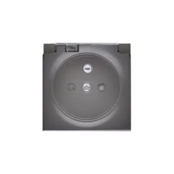 Elektrická zásuvka Kryt 1 násobné zásuvky, s uzemněním, se clonkami, IP44, průhledné víčko, Simon 54, barva antracitová metalizovaná