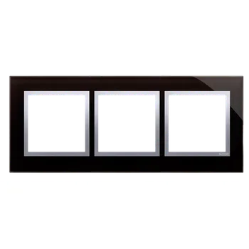 Elektrická zásuvka Rámeček 3 násobný, skleněný, Simon 54 Nature, lávová / stříbrná metalizovaná