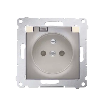 Elektrická zásuvka Zásuvka silová 1 násobná typ E (přístroj s krytem), se clonkami, IP44, s těsněním pro rámečky Premium, průhledné víčko, 16 A / 250 V~, šroubové svorky, Simon 54, barva zlatá metalizovaná