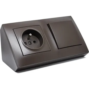 Elektrická zásuvka Rohová zásuvka 1x 250V/16A s vypínačem, barva hnědá matná, bez kabelu