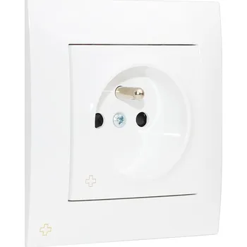 Elektrická zásuvka Zásuvka jednonásobná antibakteriální 250V/16A (strojek, kryt a rámeček) Simon 54, šroubové svorky, clonky, barva bílá