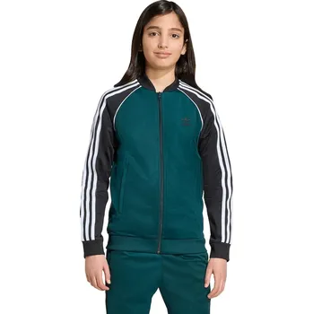 Chlapecká mikina Dětská mikina adidas Originals zelená barva, s kapucí, vzorovaná, JV8565 96X, vel. 140