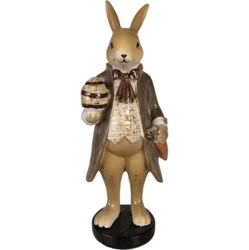 Figurka králíčka v obleku s mrkví a vajíčkem s patinou – 20 cm